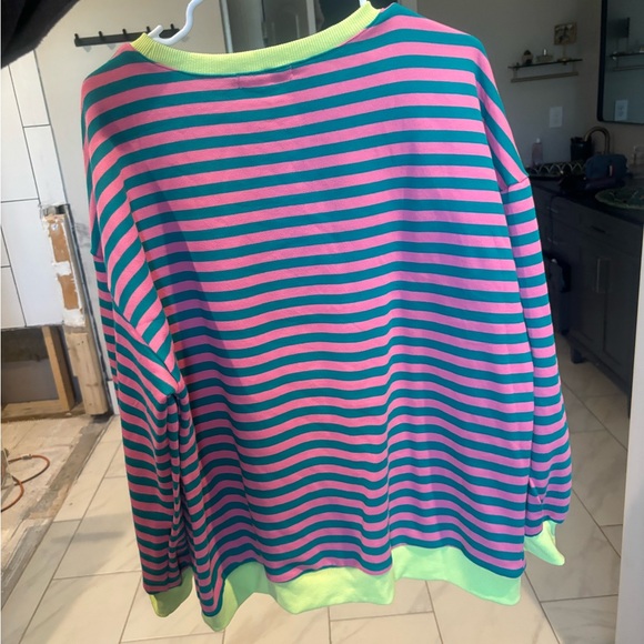 Neon stripe long sleeve sweatshirt top - Picture 2 of 4